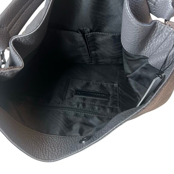 NWT Rebecca Minkoff Moto Double Zip Leather Hobo Shoulder Bag Purse Gray - Picture 12 of 16